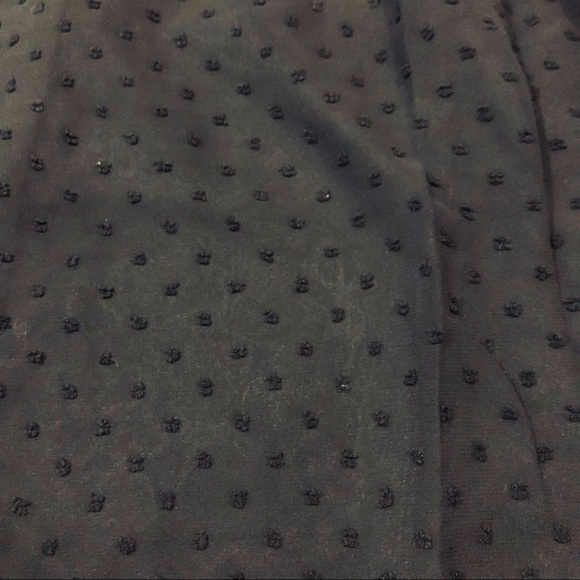 Black Ruffled Crewneck Swiss Dot Bubble Blouse - Picture 5 of 5